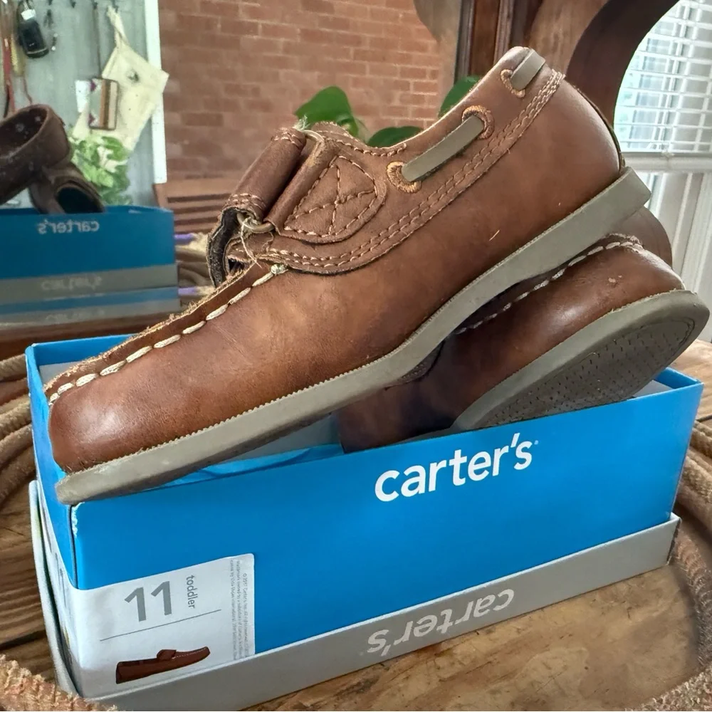 Noah Toddler Boys Brown Leather Boat Shoe